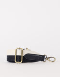 Striped Webbing Strap - Black & White / Black Classic Leather