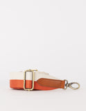 Striped Webbing Strap - Copper & White / Cognac Classic Leather