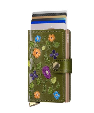 Premium Miniwallet Stitch Floral Olive