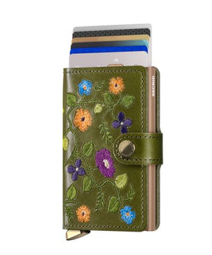 Premium Miniwallet Stitch Floral Olive
