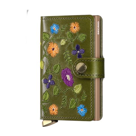 Premium Miniwallet Stitch Floral Olive