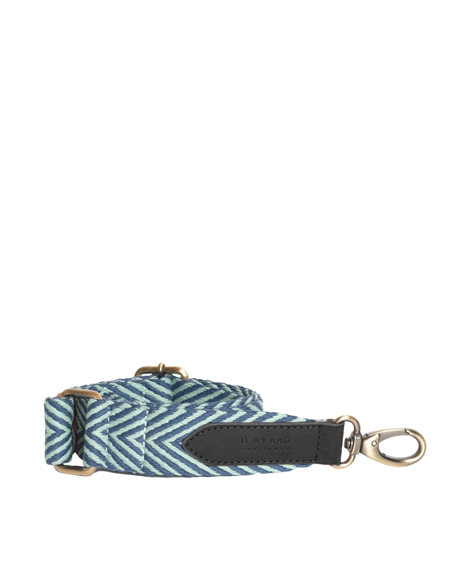 Herringbone Webbing Strap - Jade / Black Classic Leather
