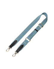 Herringbone Webbing Strap - Jade / Black Classic Leather