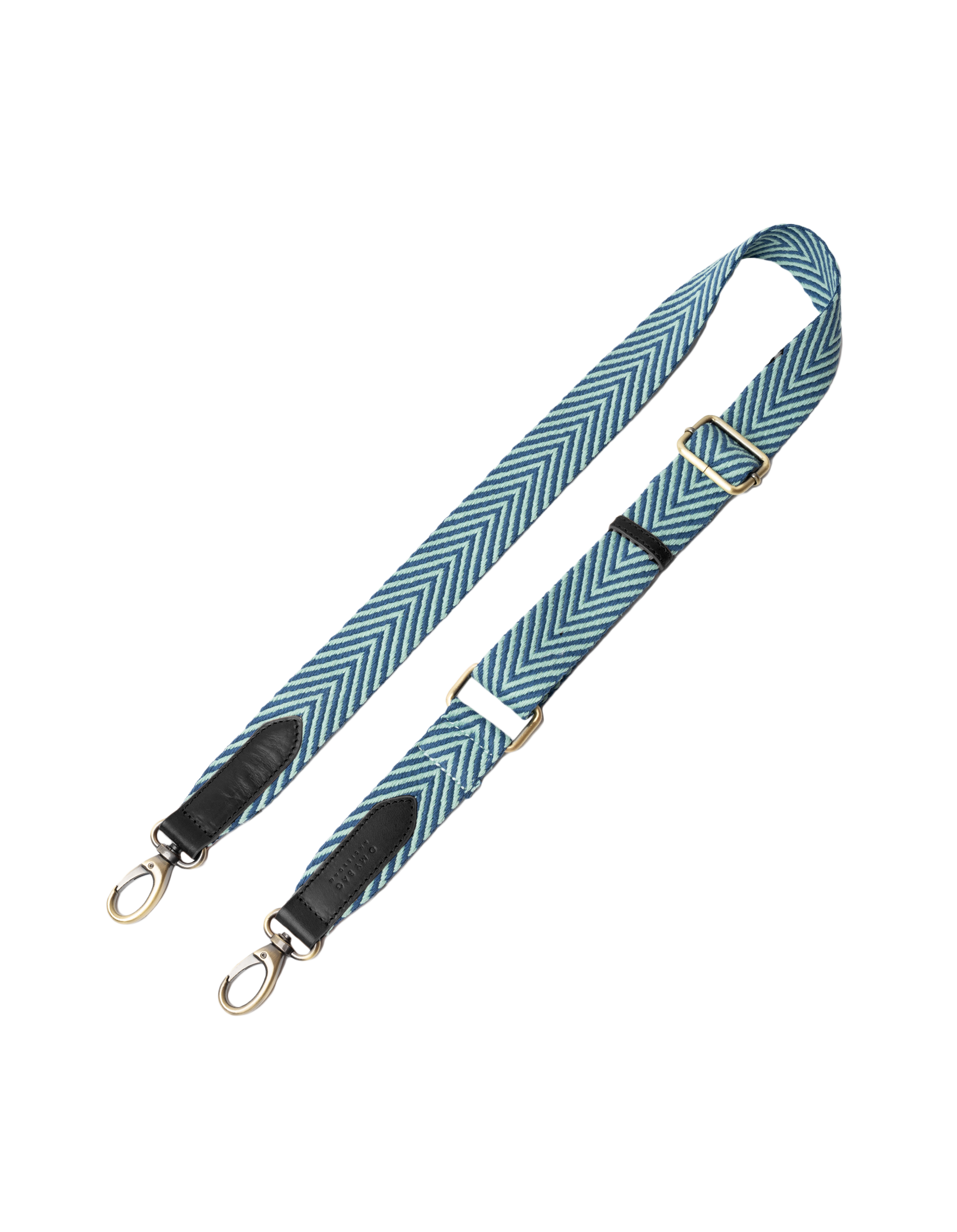Herringbone Webbing Strap - Jade / Black Classic Leather