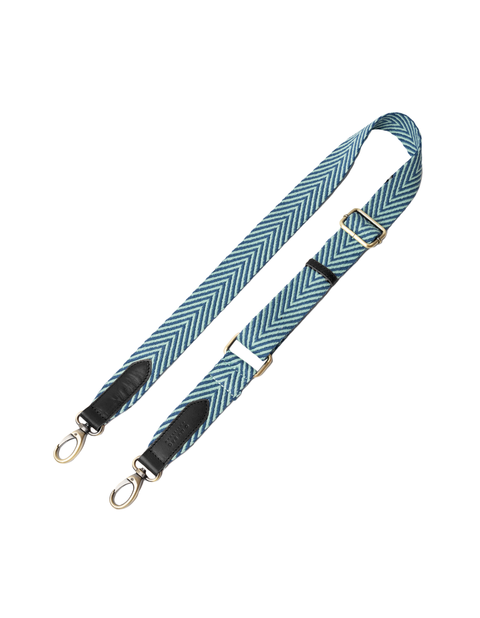 Herringbone Webbing Strap - Jade / Black Classic Leather