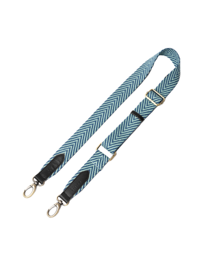 Herringbone Webbing Strap - Jade / Black Classic Leather