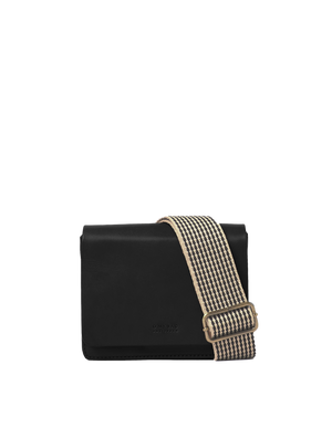 Audrey Mini Black Classic Leather - Checkered Strap