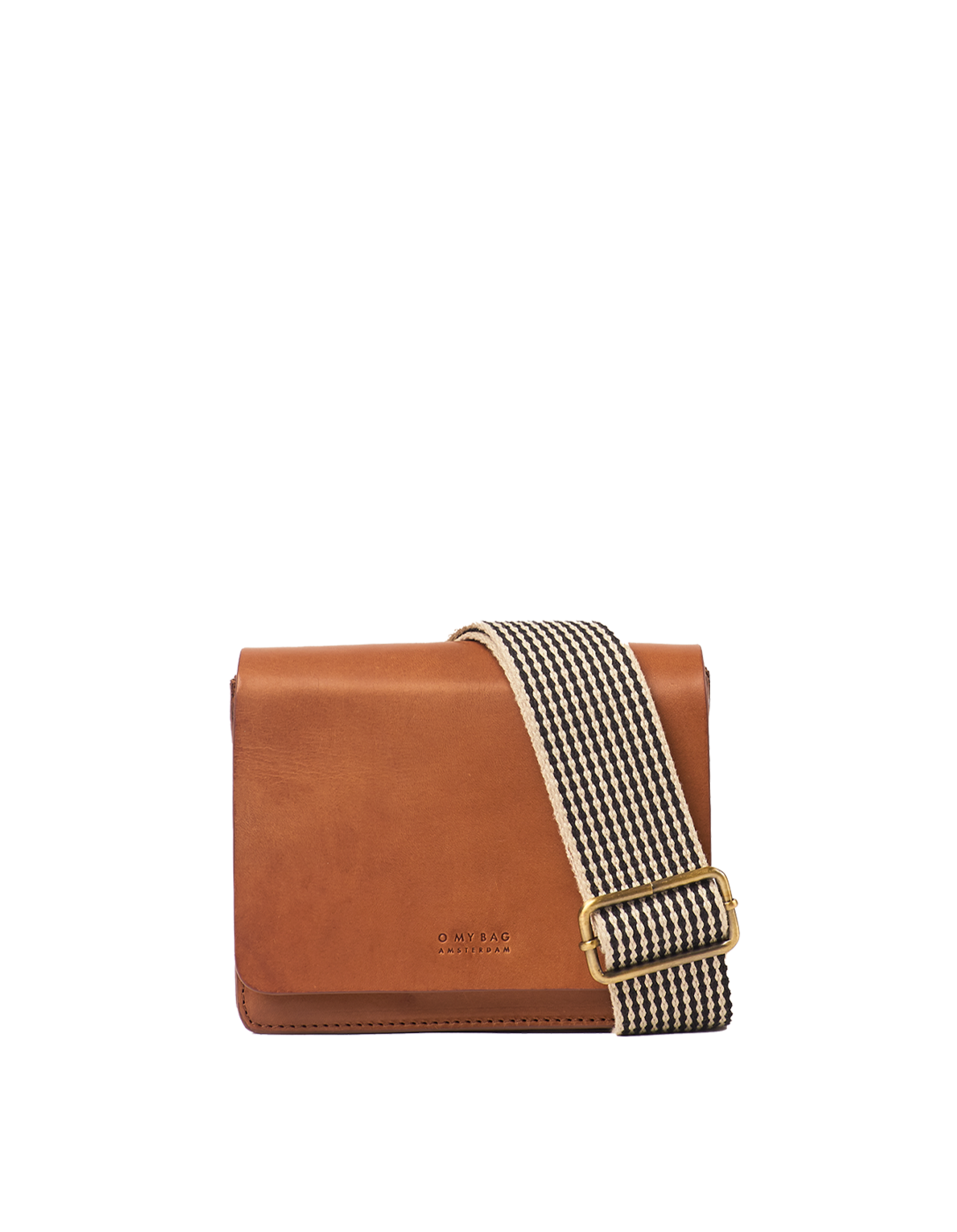 Audrey Mini Cognac Classic Leather - Checkered Strap