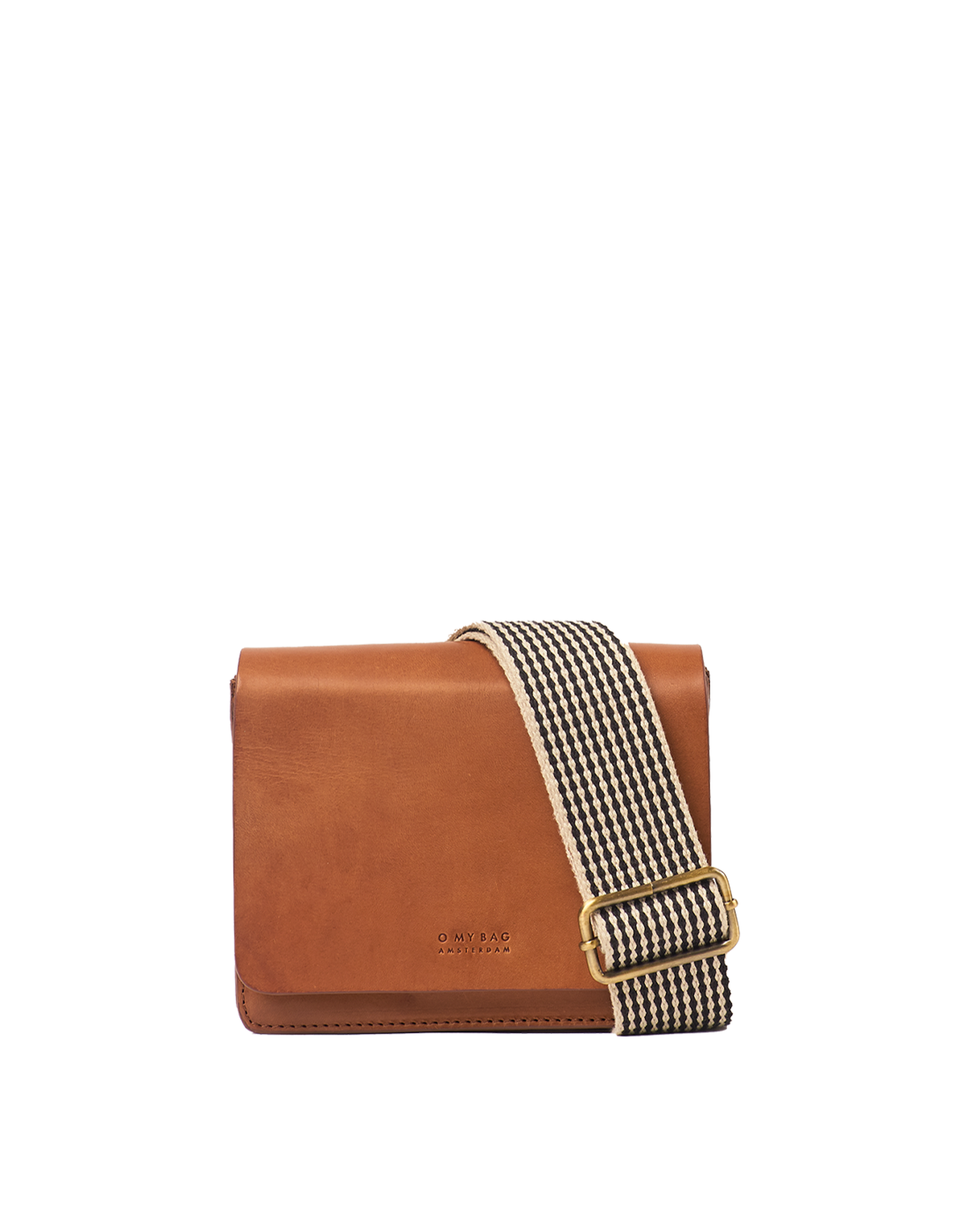 Audrey Mini Cognac Classic Leather - Checkered Strap