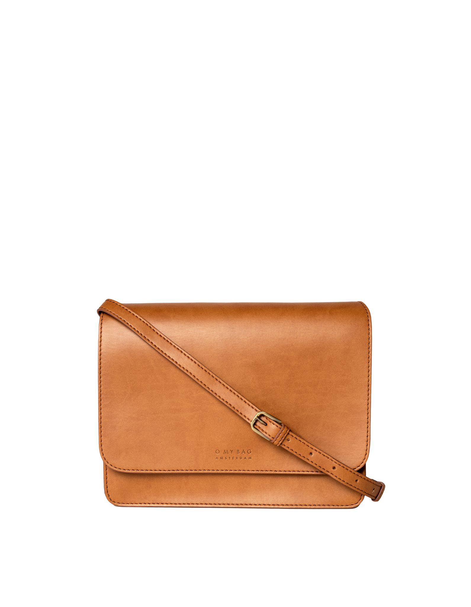 Audrey Cognac Apple Leather - Checkered Strap