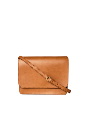 Audrey Cognac Apple Leather - Checkered Strap