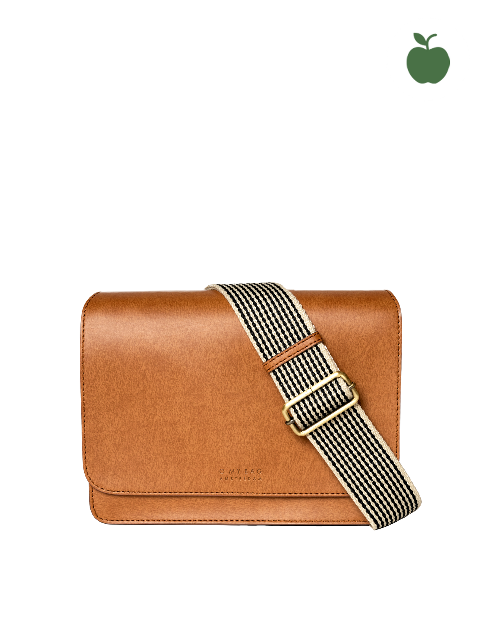 Audrey Cognac Apple Leather - Checkered Strap