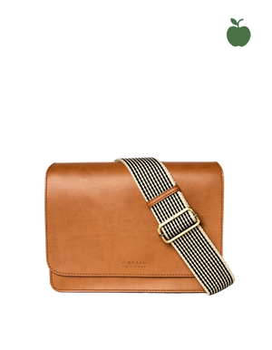 Audrey Cognac Apple Leather - Checkered Strap