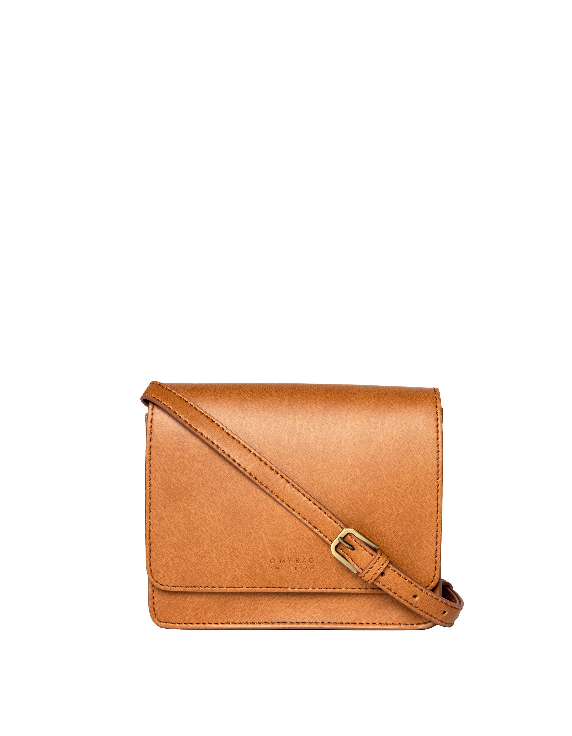 Audrey Mini Cognac Apple Leather - Checkered Strap -vegansk