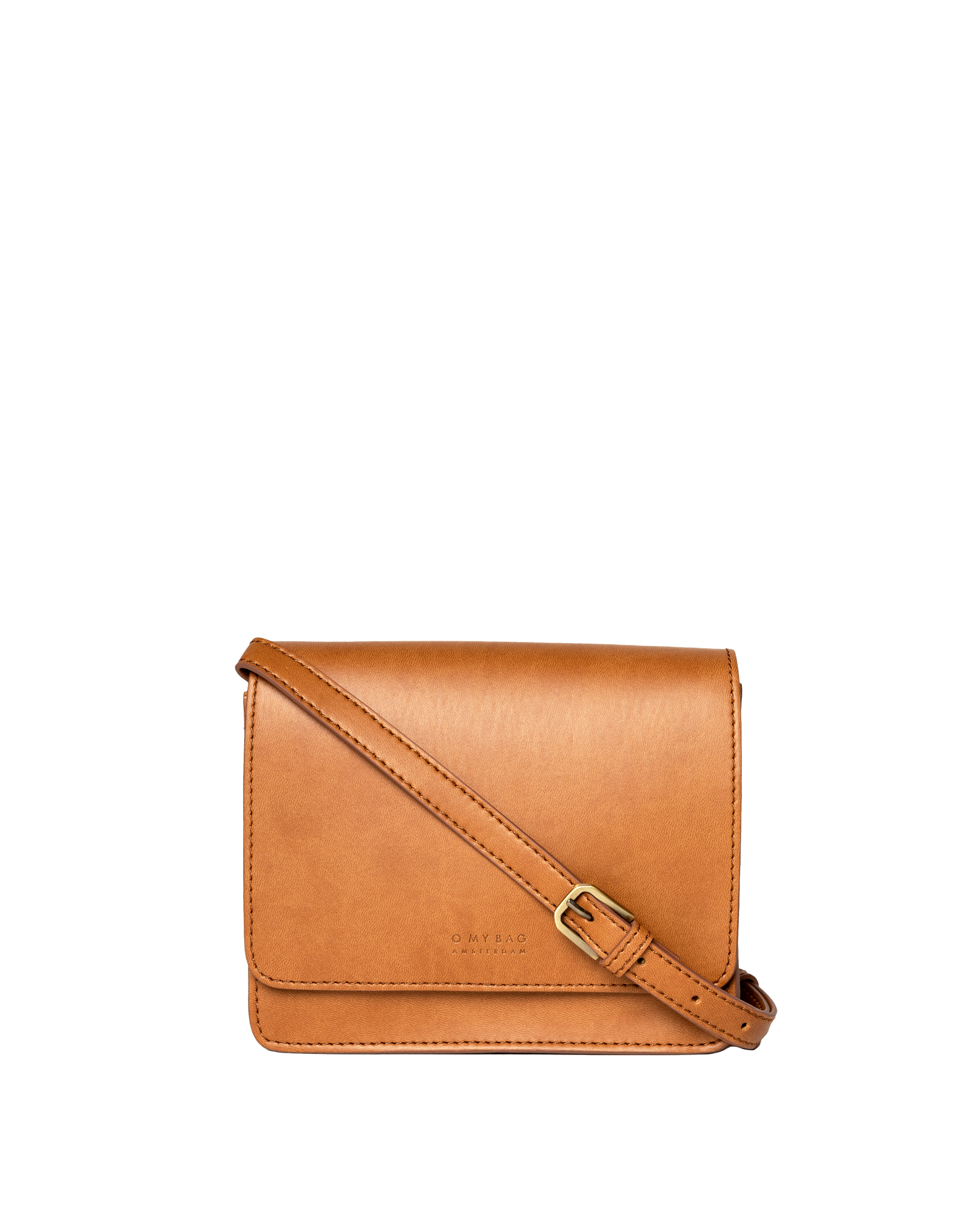 Audrey Mini Cognac Apple Leather - Checkered Strap -vegansk