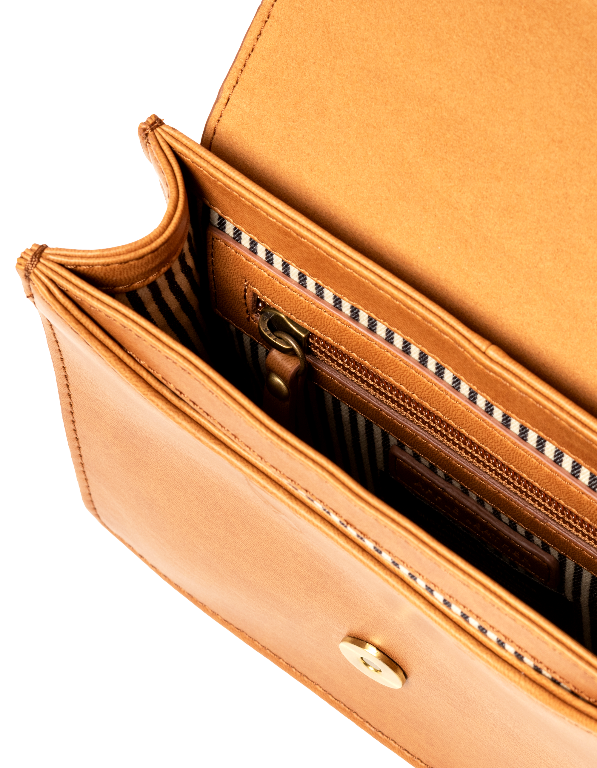 Audrey Mini Cognac Apple Leather - Checkered Strap -vegansk