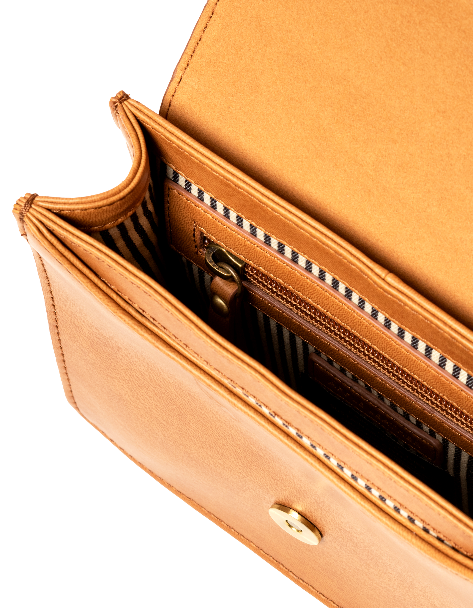 Audrey Mini Cognac Apple Leather - Checkered Strap -vegansk