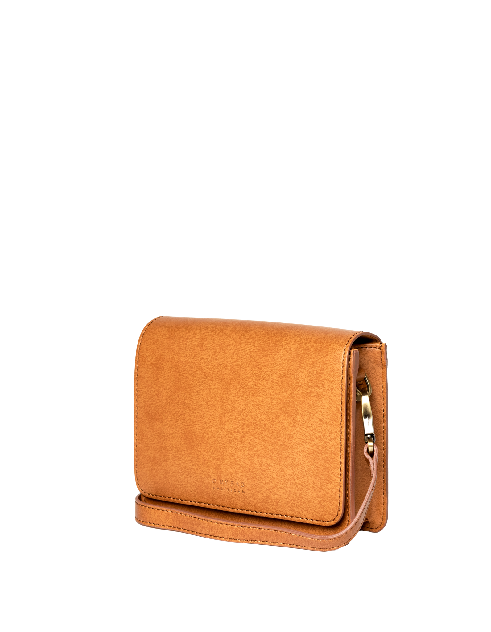 Audrey Mini Cognac Apple Leather - Checkered Strap -vegansk
