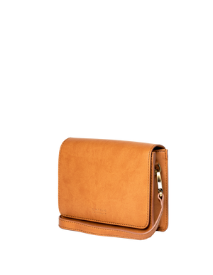 Audrey Mini Cognac Apple Leather - Checkered Strap -vegansk