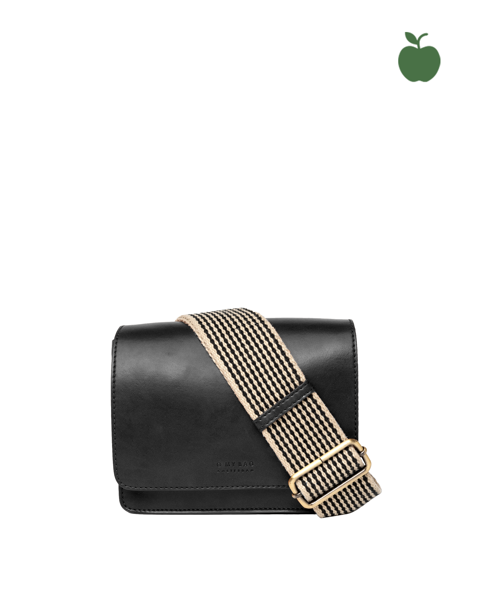 Audrey Mini Black Apple Leather - Checkered Strap - vegansk