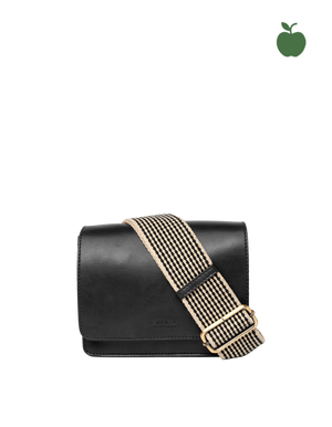 Audrey Mini Black Apple Leather - Checkered Strap - vegansk