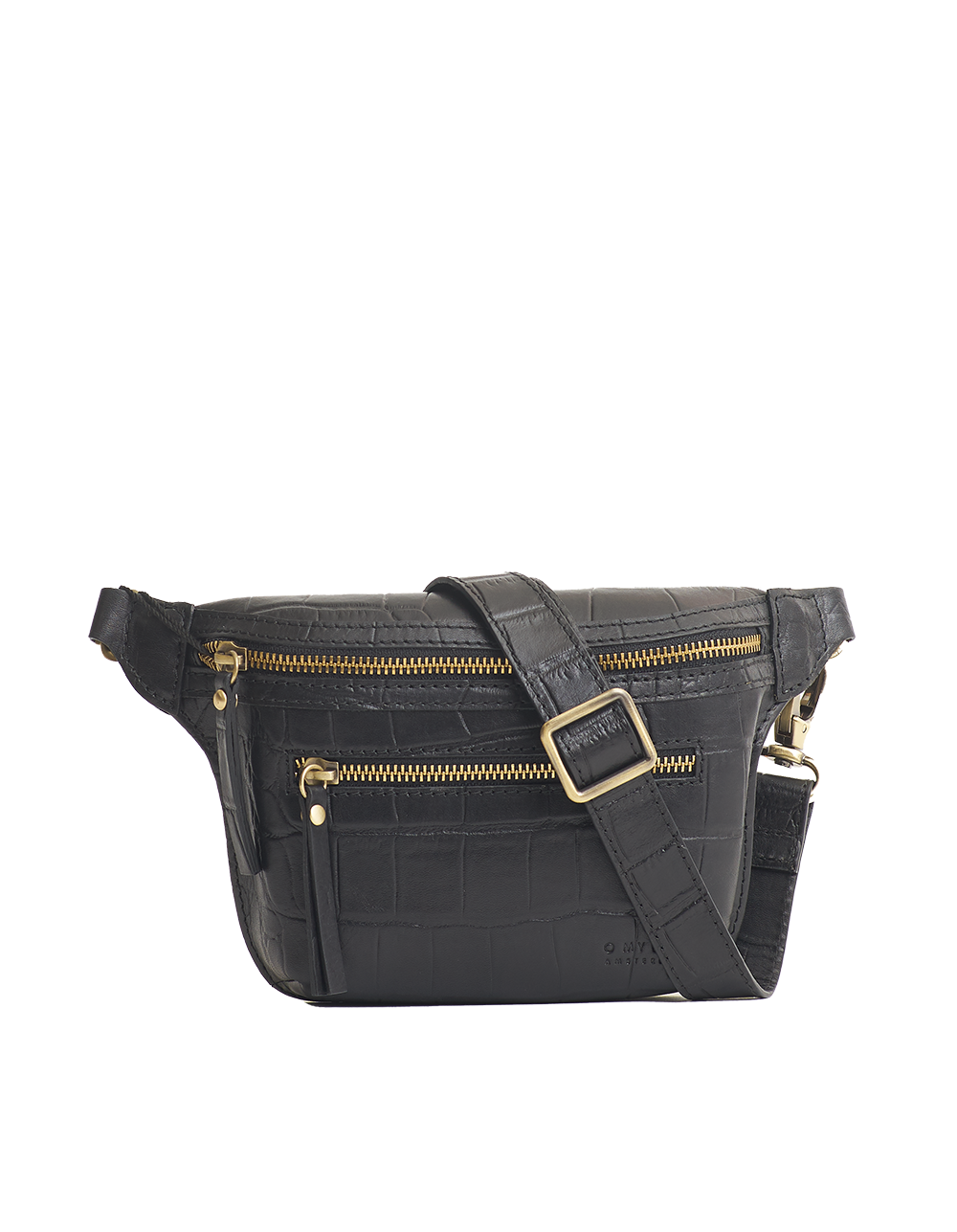 Beck's Bum Bag Black Full Croco - Croco Leather Strap