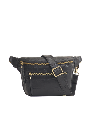 Beck's Bum Bag Black Full Croco - Croco Leather Strap