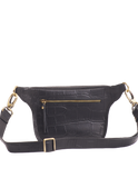 Beck's Bum Bag Black Full Croco - Croco Leather Strap