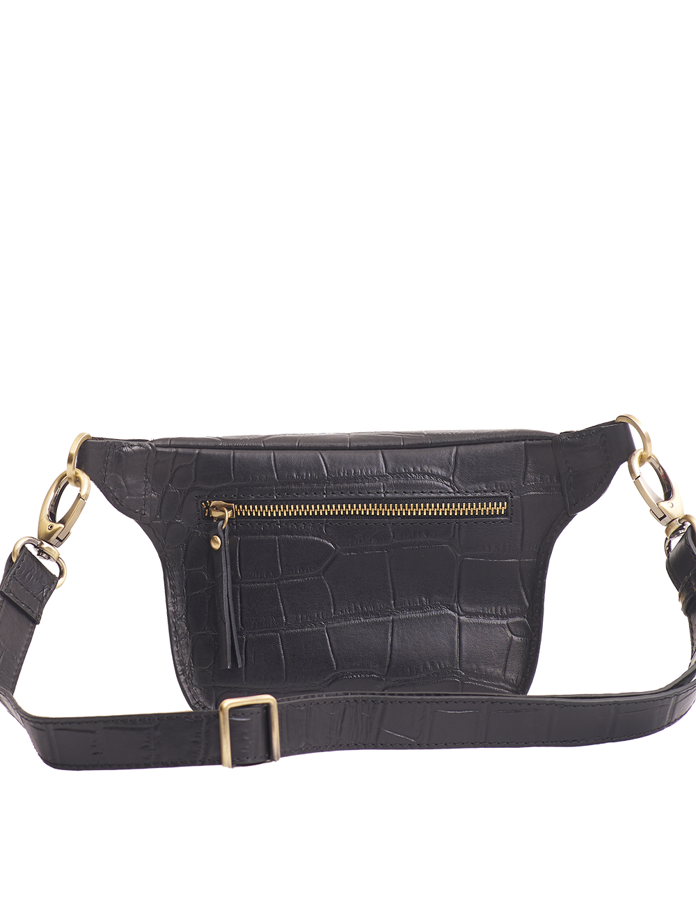 Beck's Bum Bag Black Full Croco - Croco Leather Strap