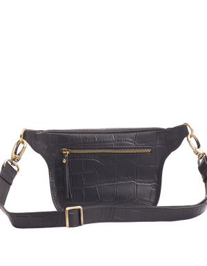 Beck's Bum Bag Black Full Croco - Croco Leather Strap