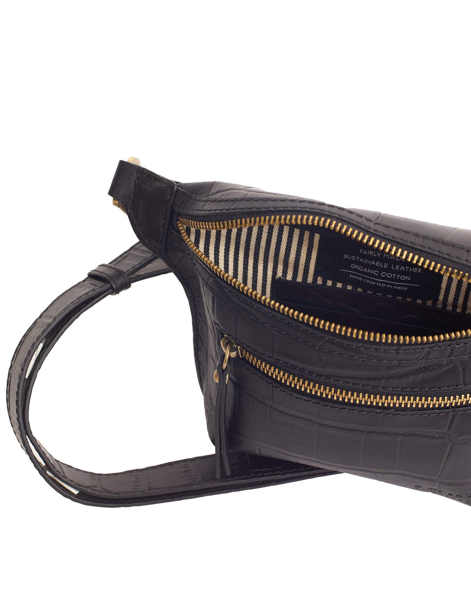 Beck's Bum Bag Black Full Croco - Croco Leather Strap