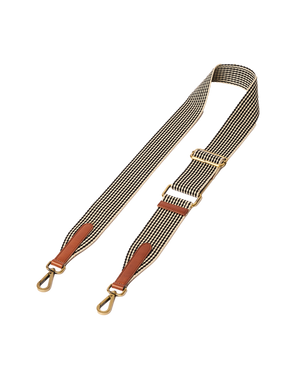 Checkered Webbing Strap with Cognac Leather