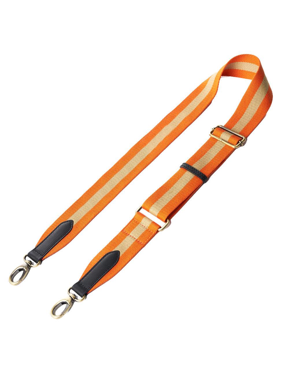 Orange Red Webbing Strap with Black Classic Leather