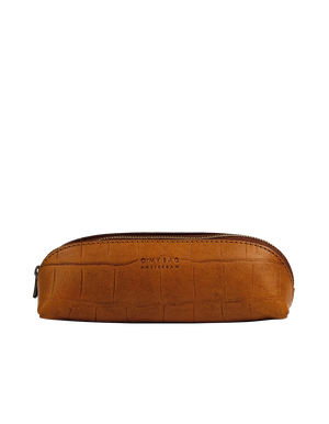 Pencil Case Small Cognac Croco Classic Leather